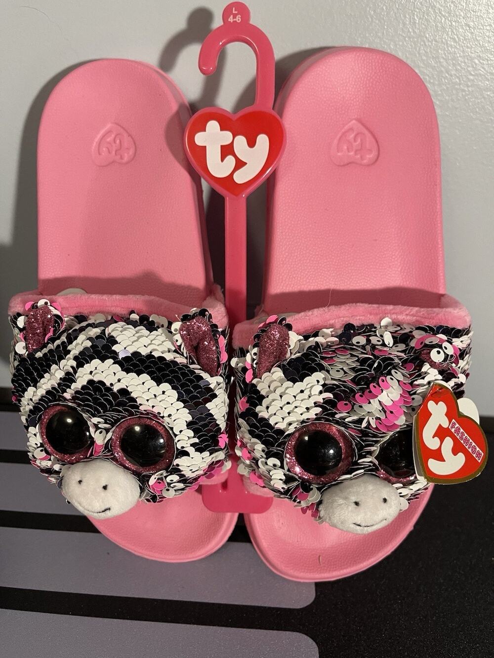 Ty Slides Zoey the Zebra Size Large 4/6 Sequin Design